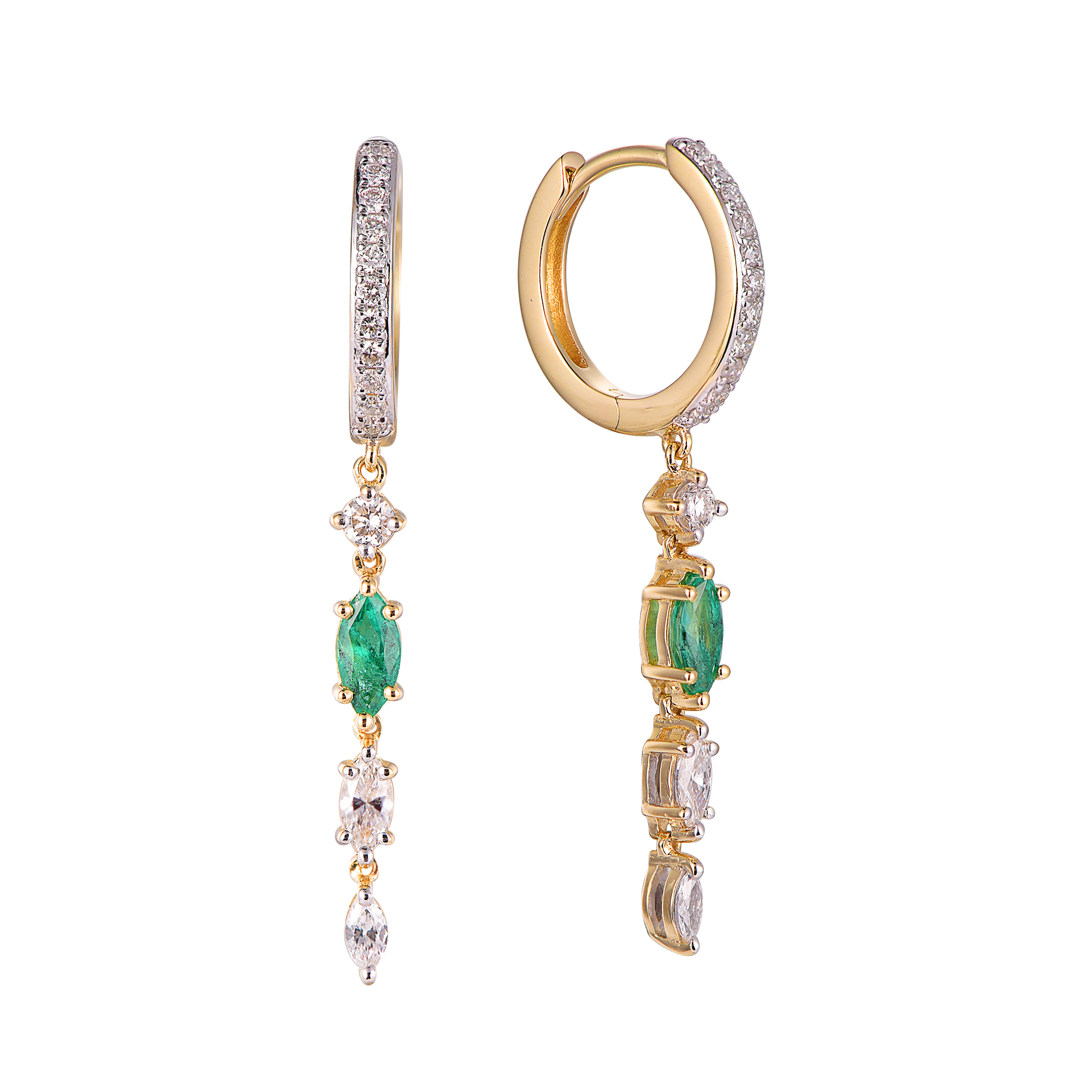 DI45462E 18K yellow gold emerald earrings