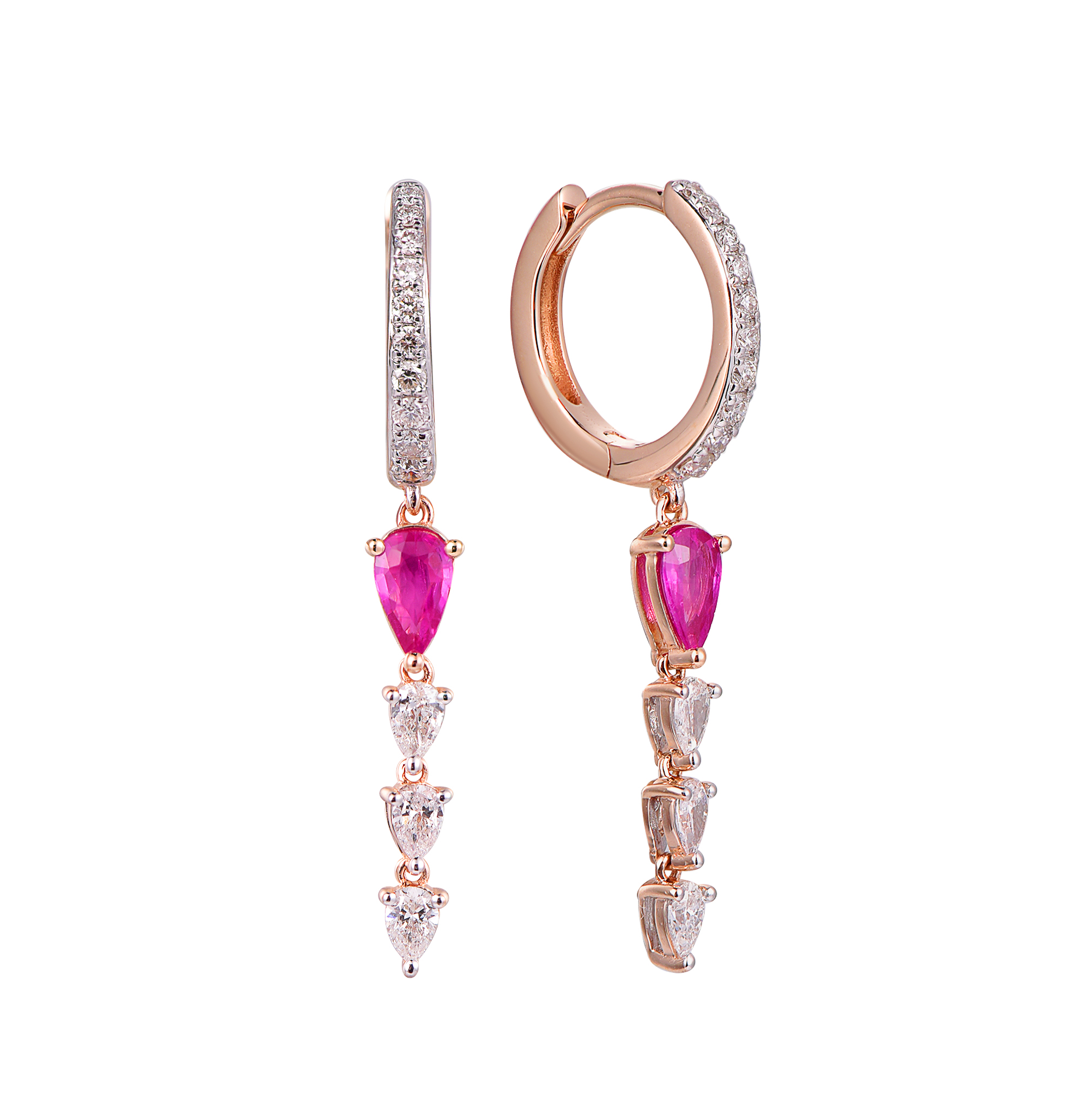 DI45463E 18K yellow gold pink sapphire earrings