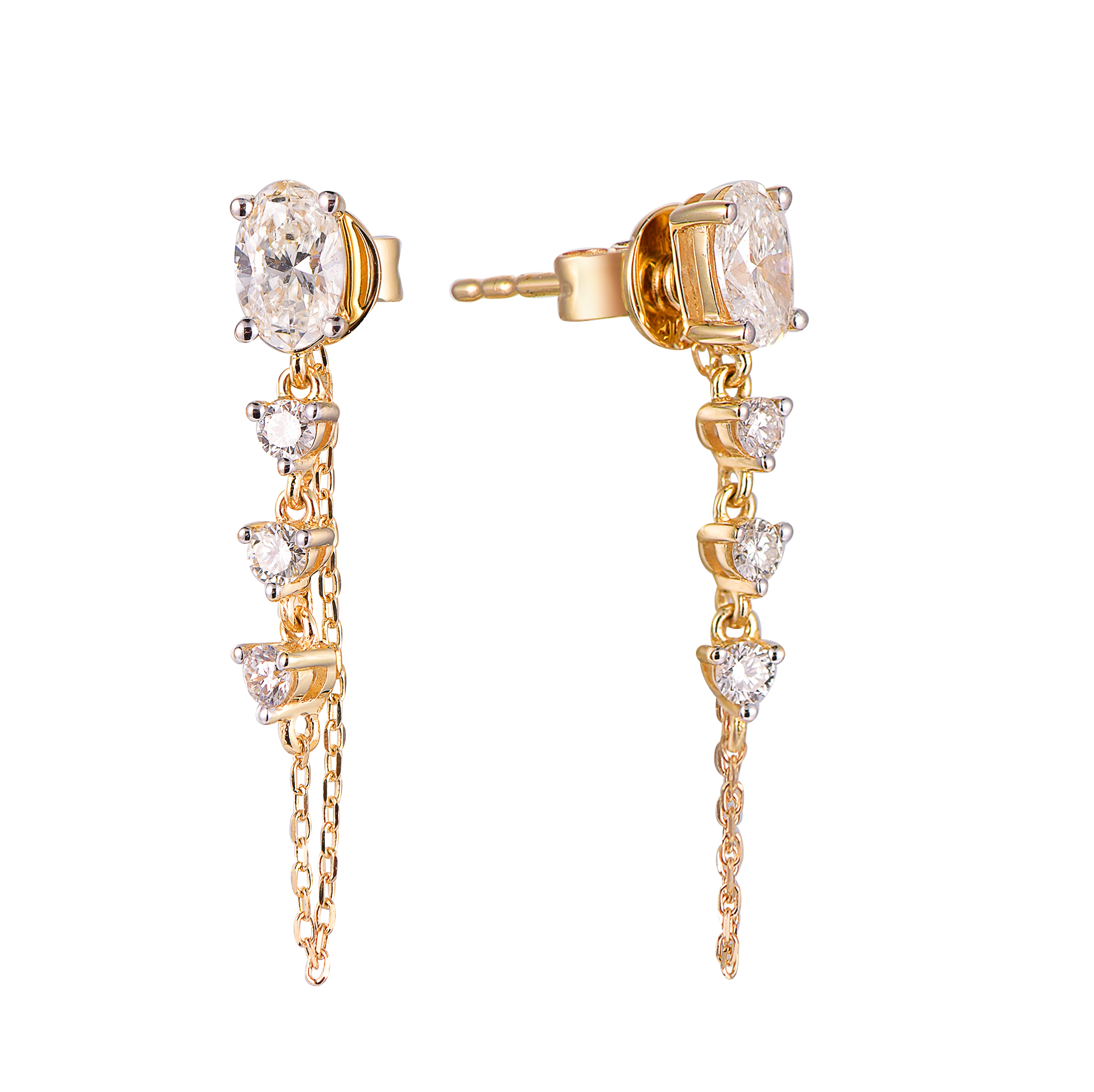 DI45468E 18K yellow gold fancy diamond earrings