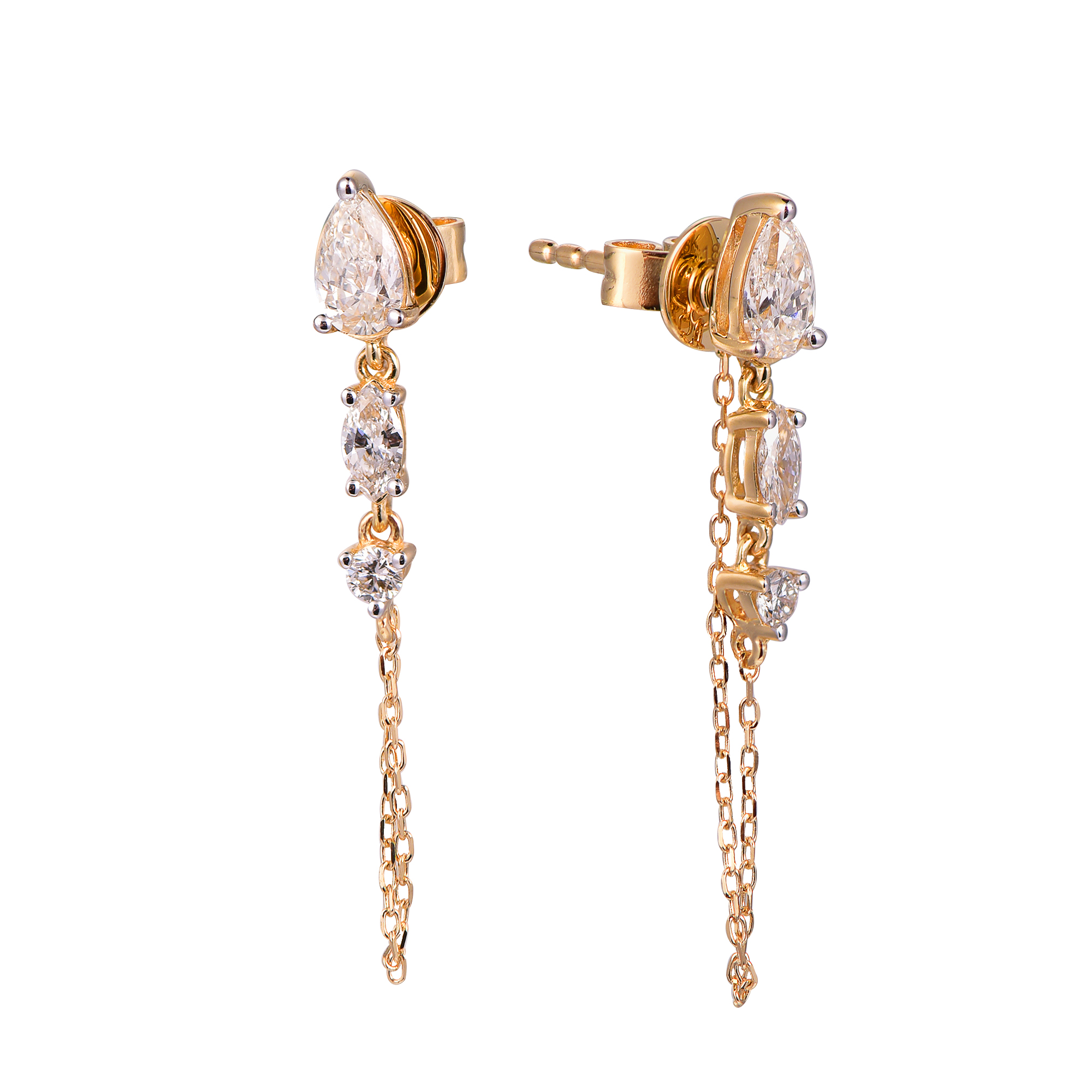 DI45469E 18K yellow gold fancy diamond earrings