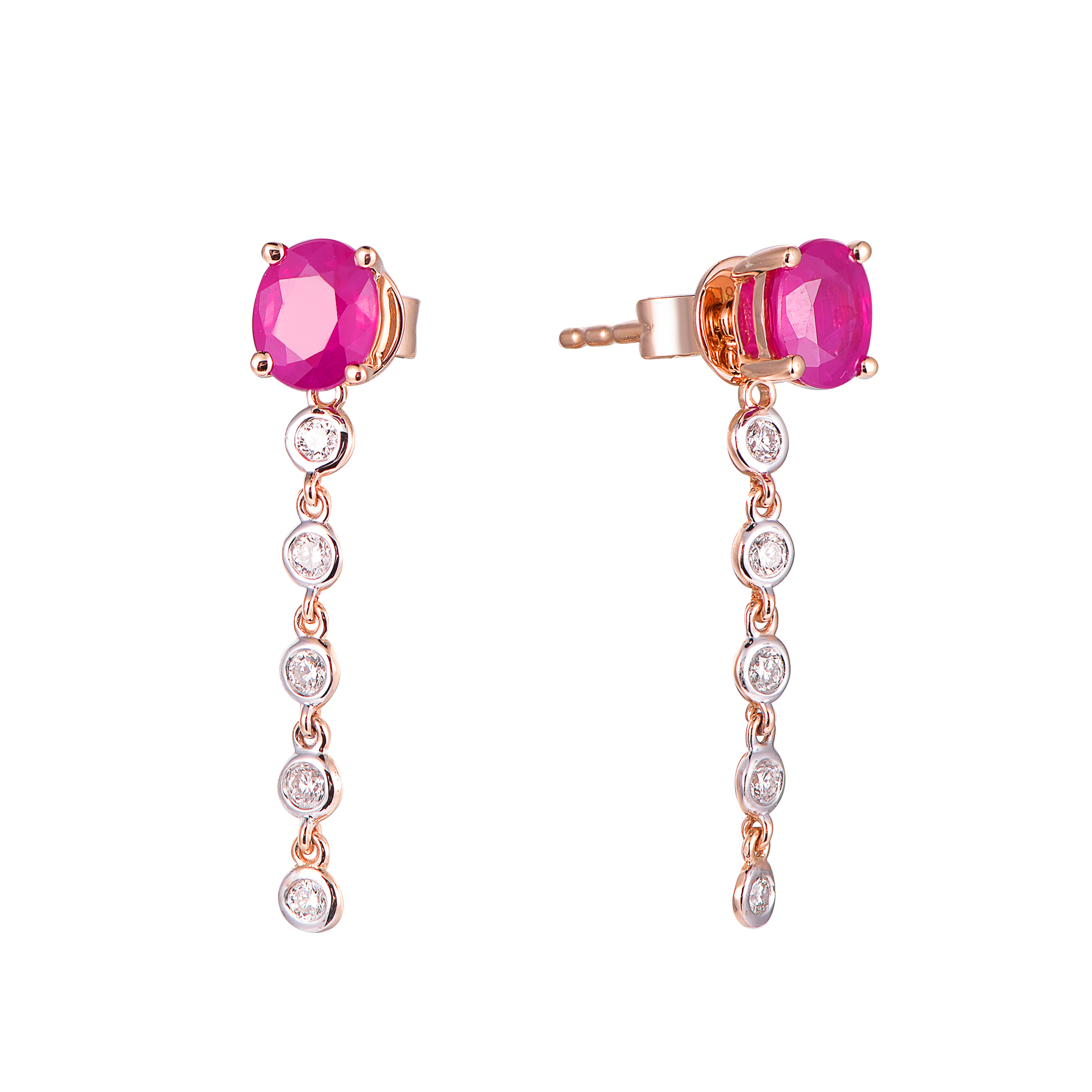 DI45540E 18K yellow gold pink sapphire earrings