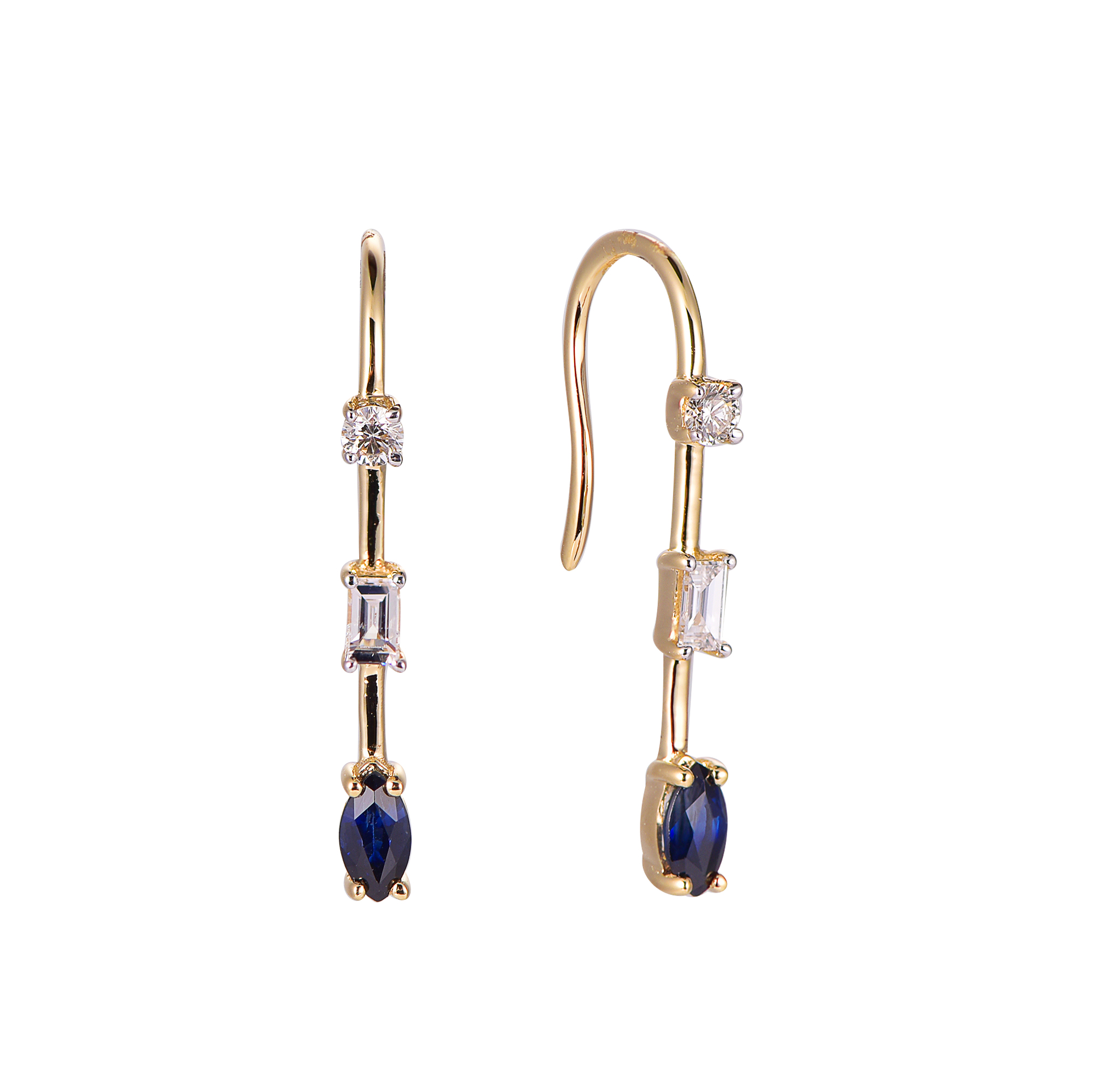 DI45545E 18K yellow gold blue sapphire earrings