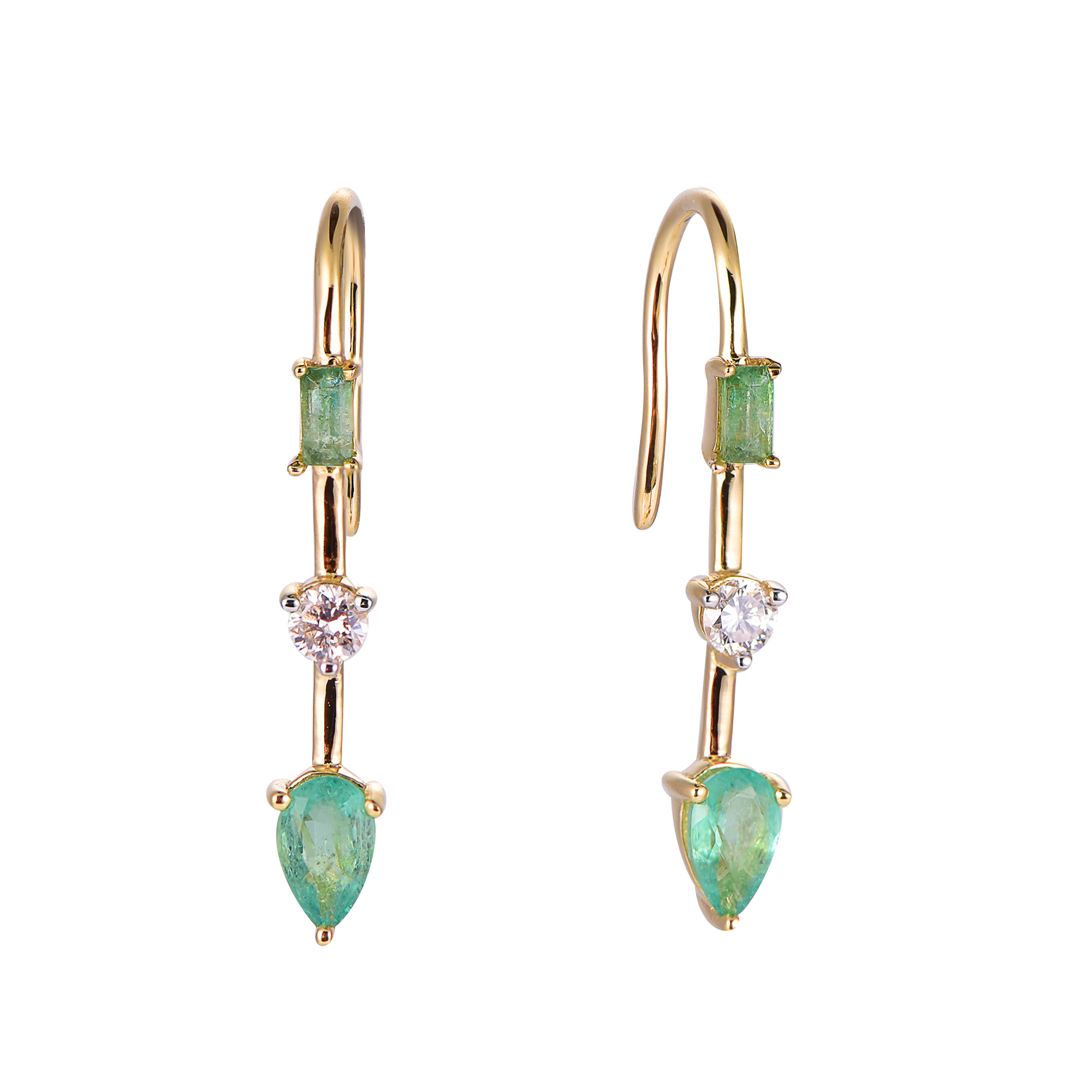 DI45546E 18K yellow gold emerald earrings