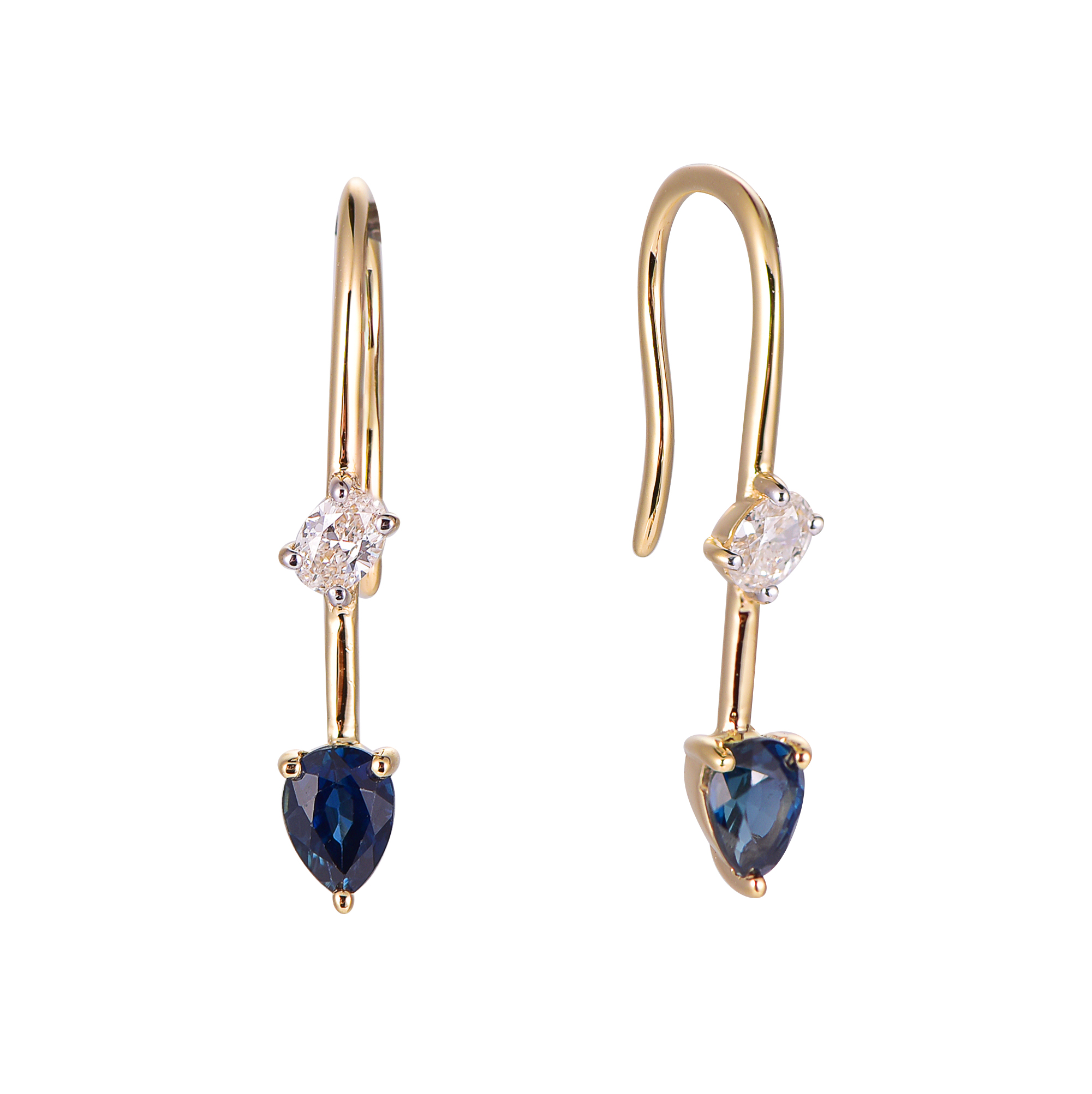 DI45549E 18K yellow gold blue sapphire earrings