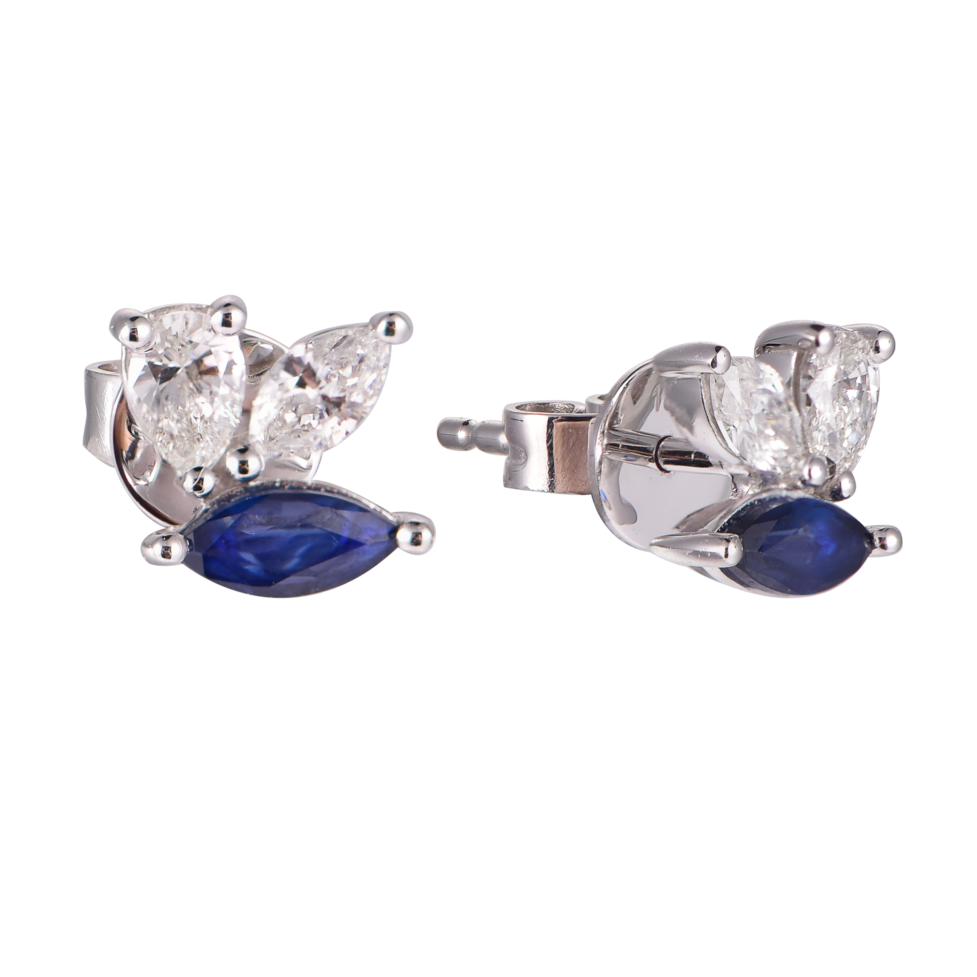 DI45552E 18K white gold blue sapphire earrings