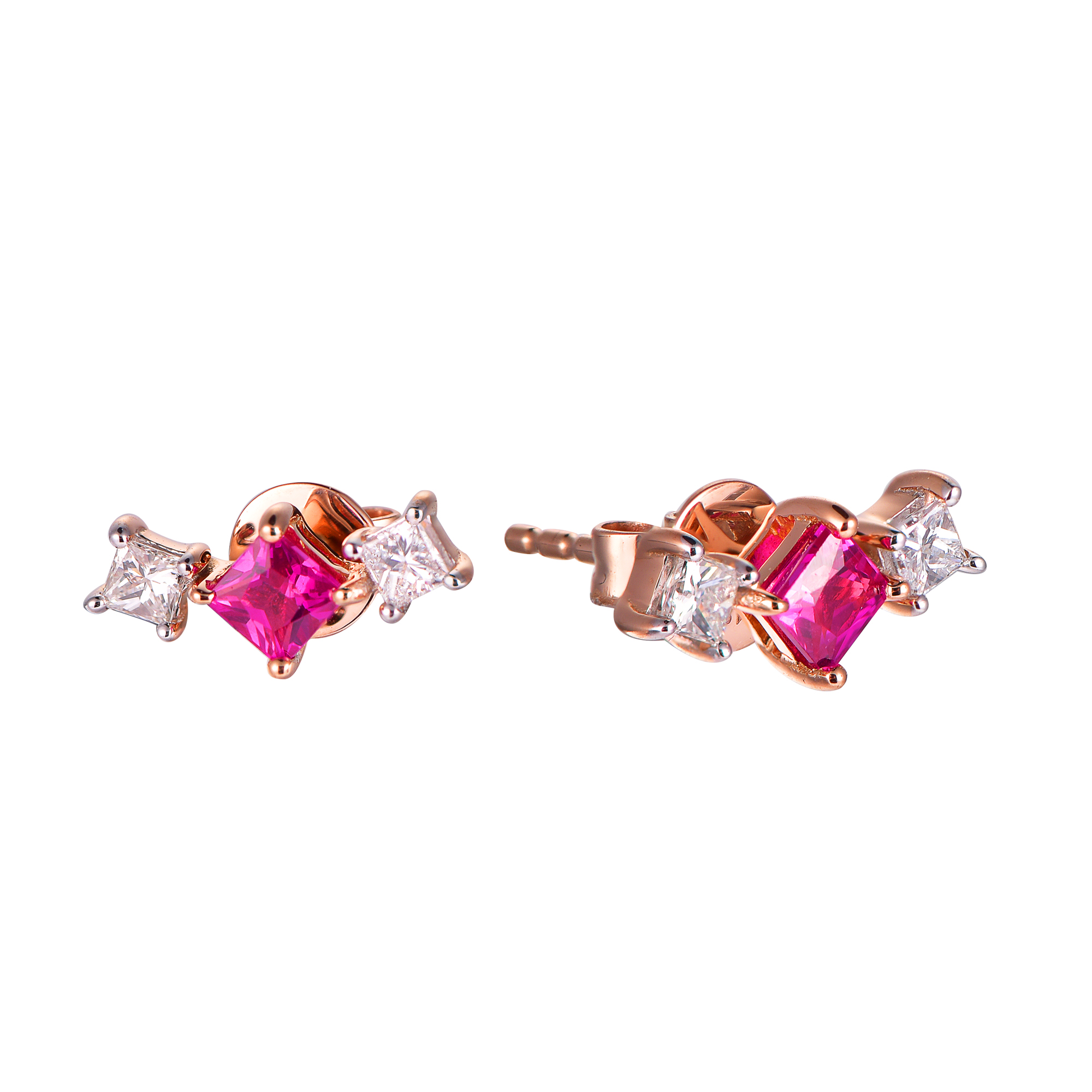 DI45575E 18K rose gold pink sapphire earrings