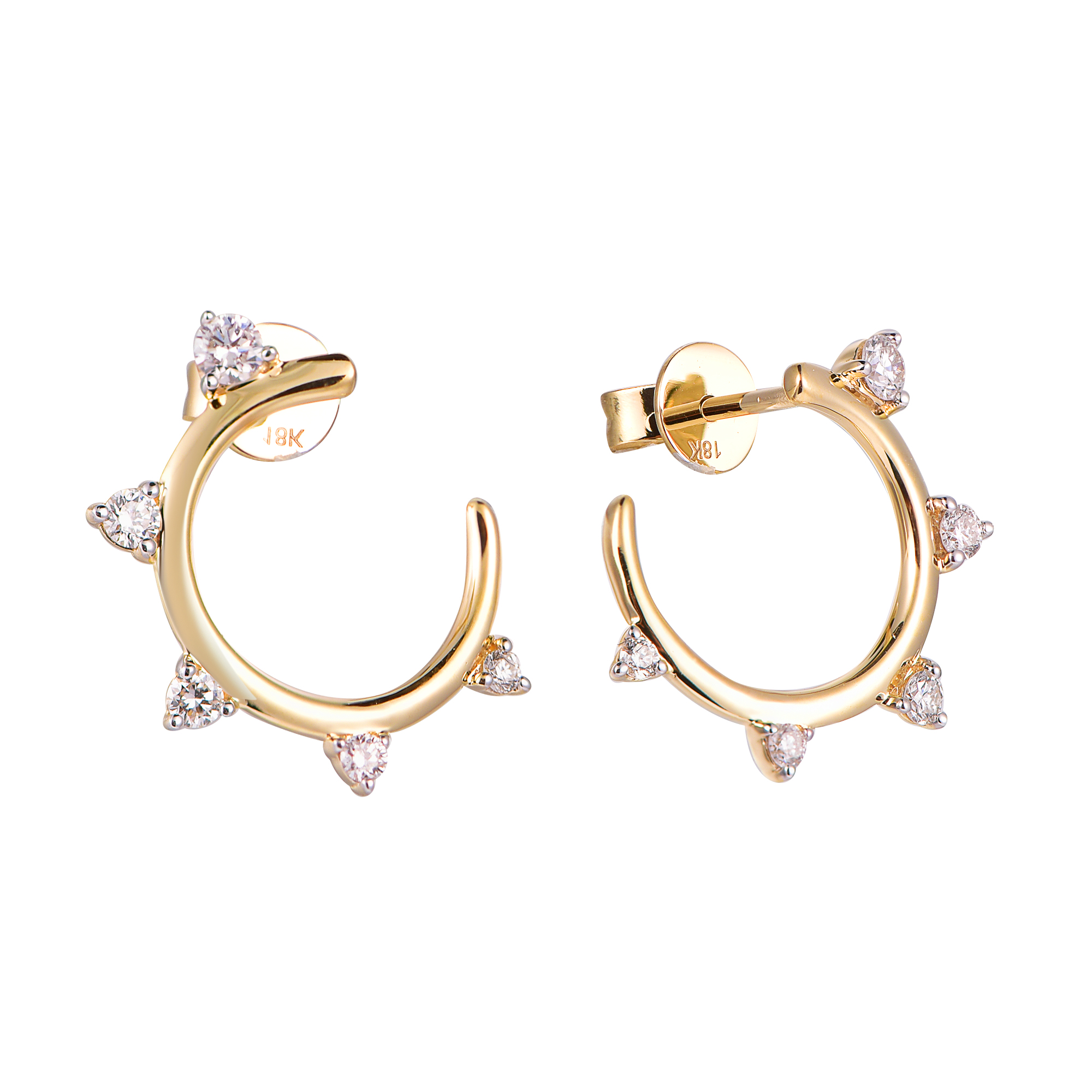 DI45719E 18K yellow gold fancy diamond earrings