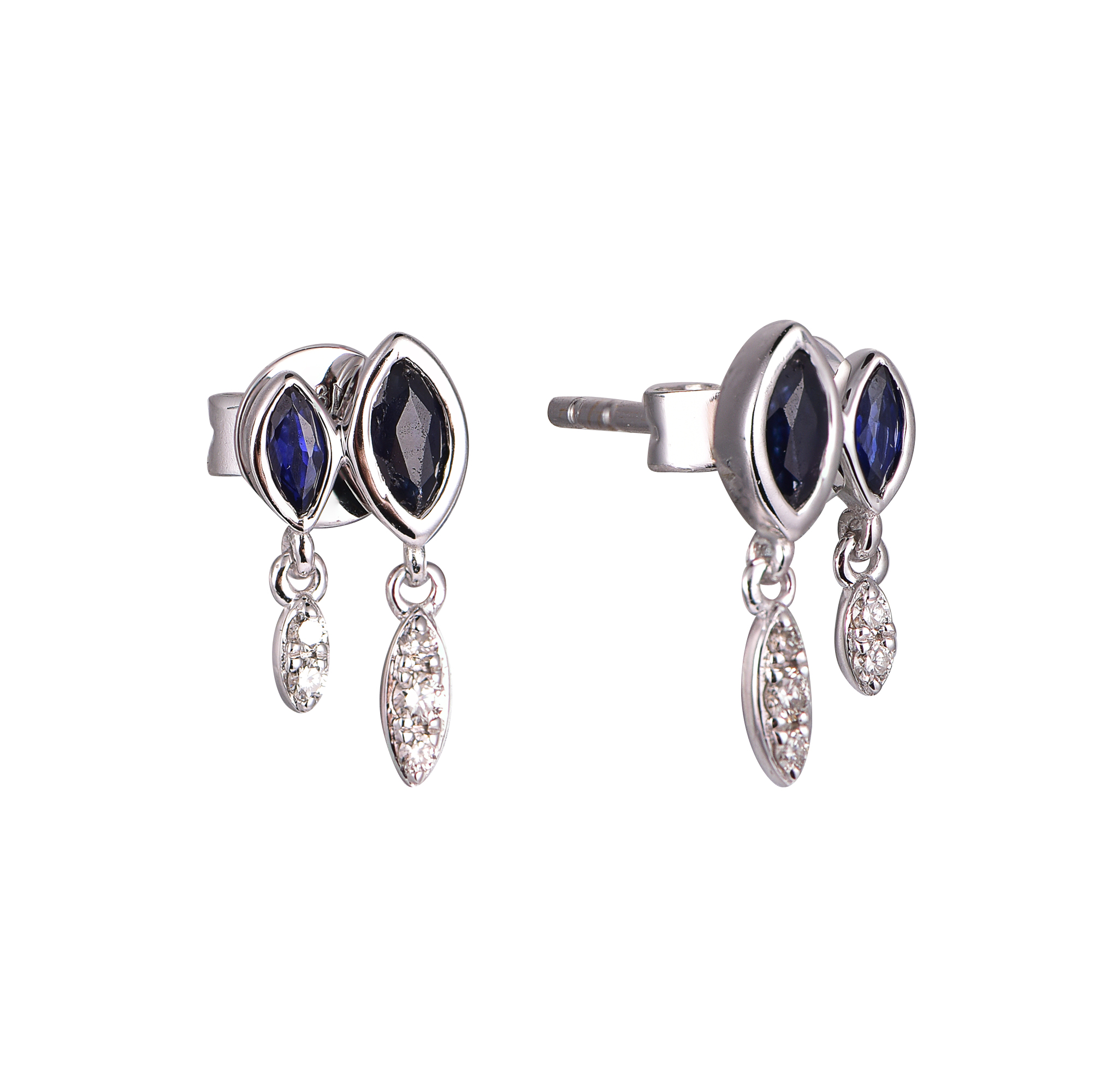 DI45720E 18K white gold blue sapphire earrings