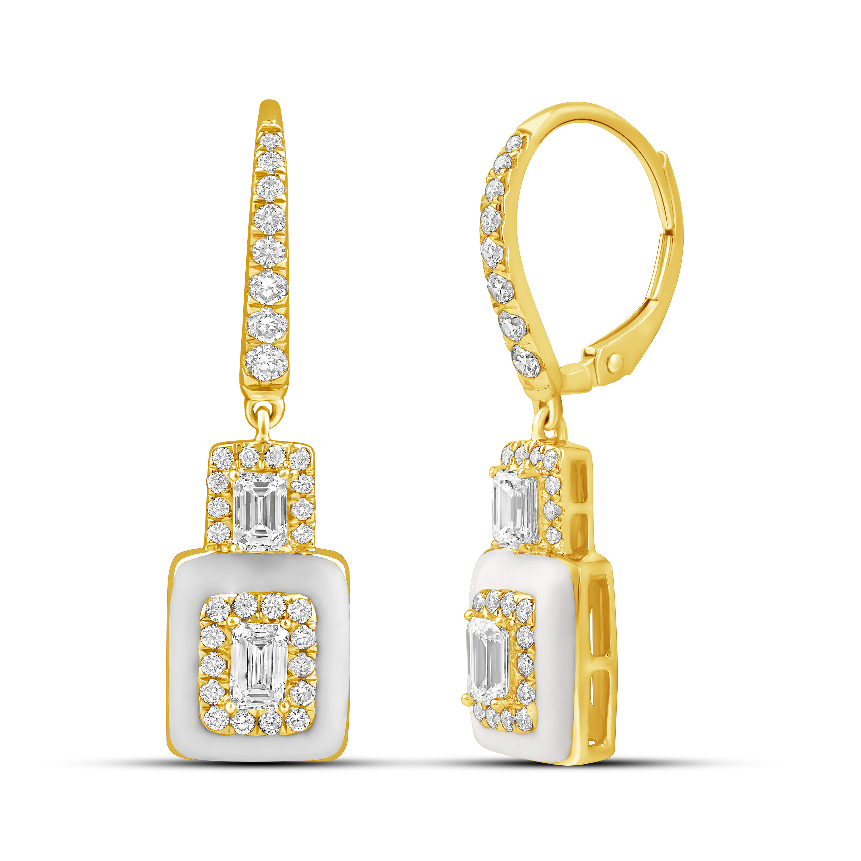 HE53173W4YLG 14K yellow gold emerald cut diamond earrings