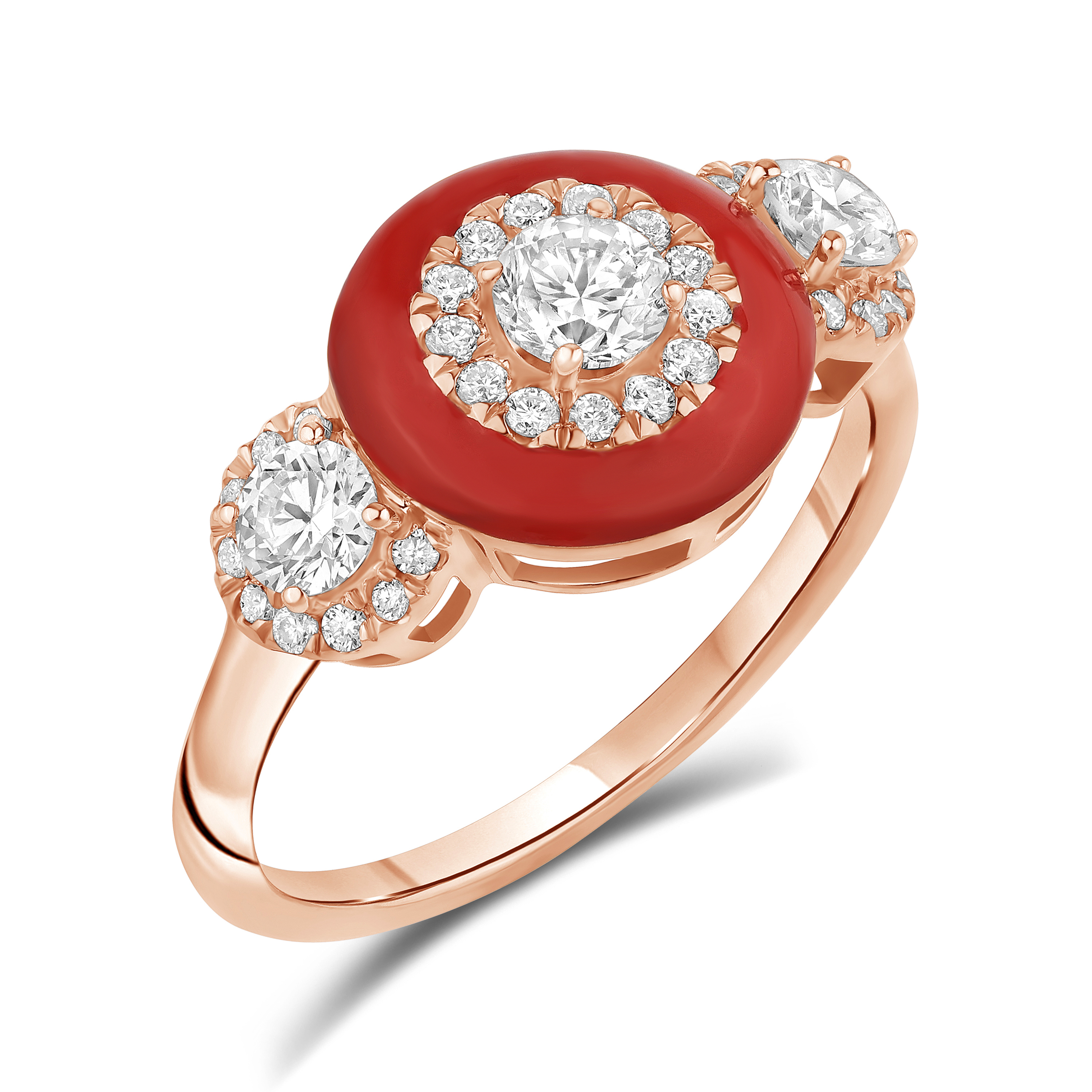 HE53174Q4RLG 14K rose gold round diamonds ring