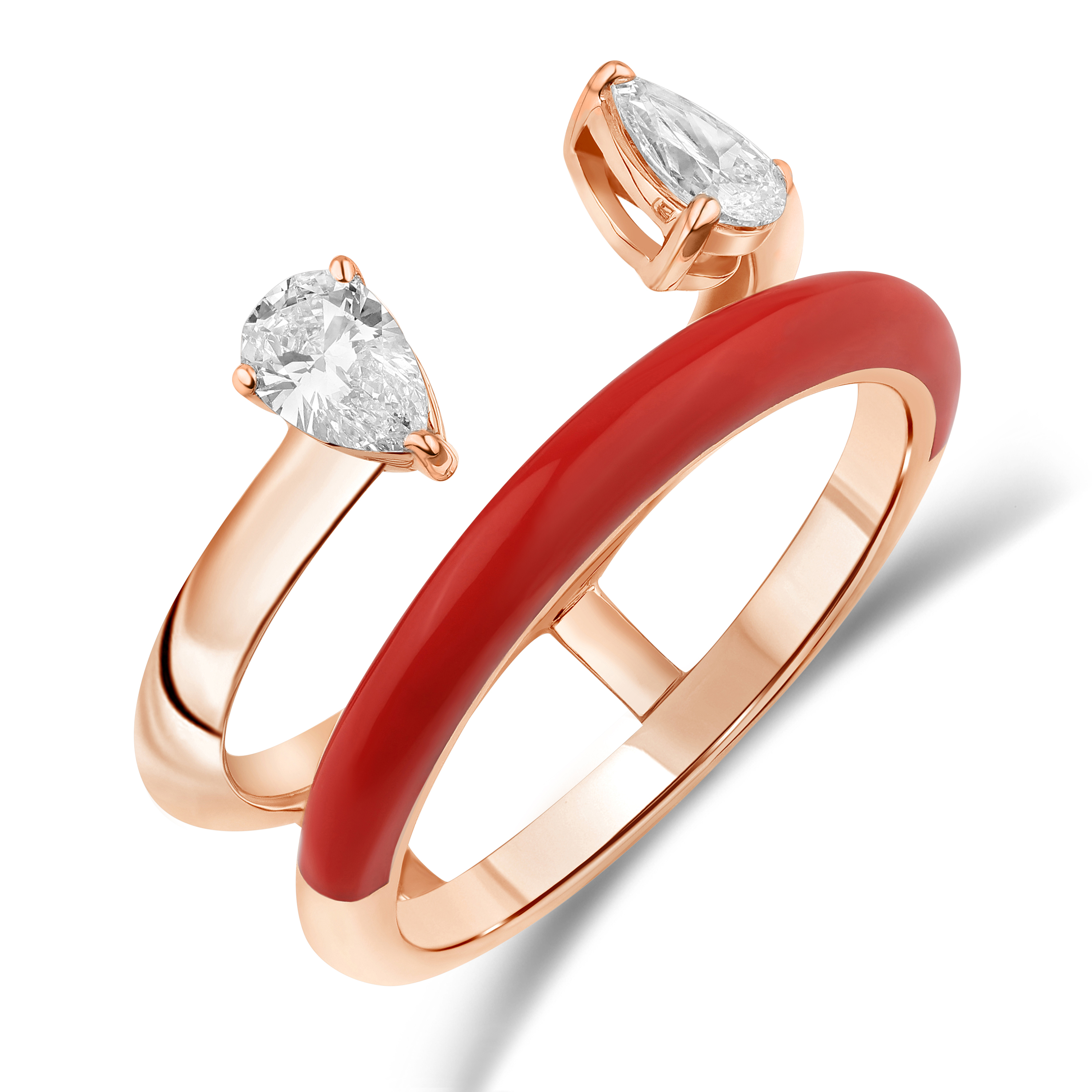 HE53177R4RLG 14K rose gold pear diamond ring