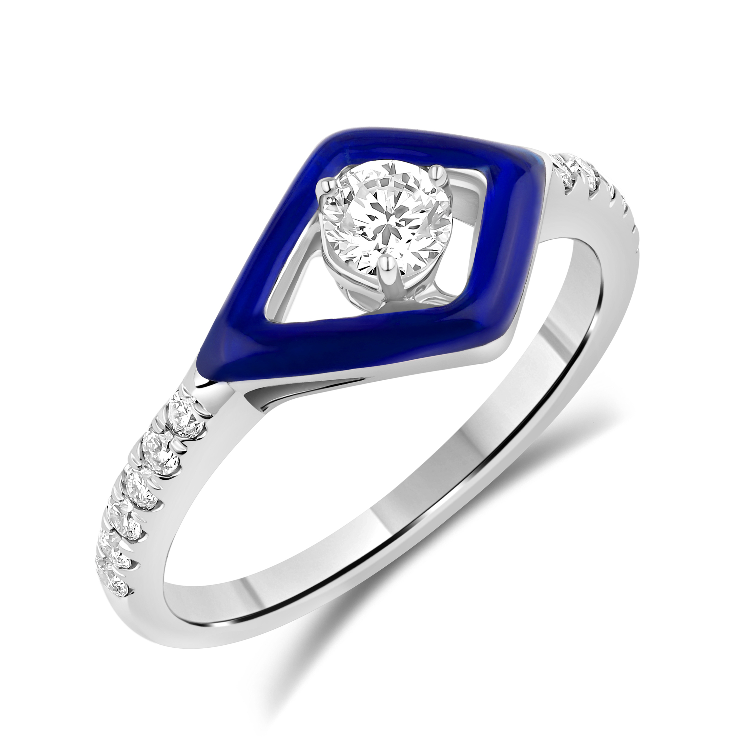 HE53183Q4WLG 14K white gold round diamond ring