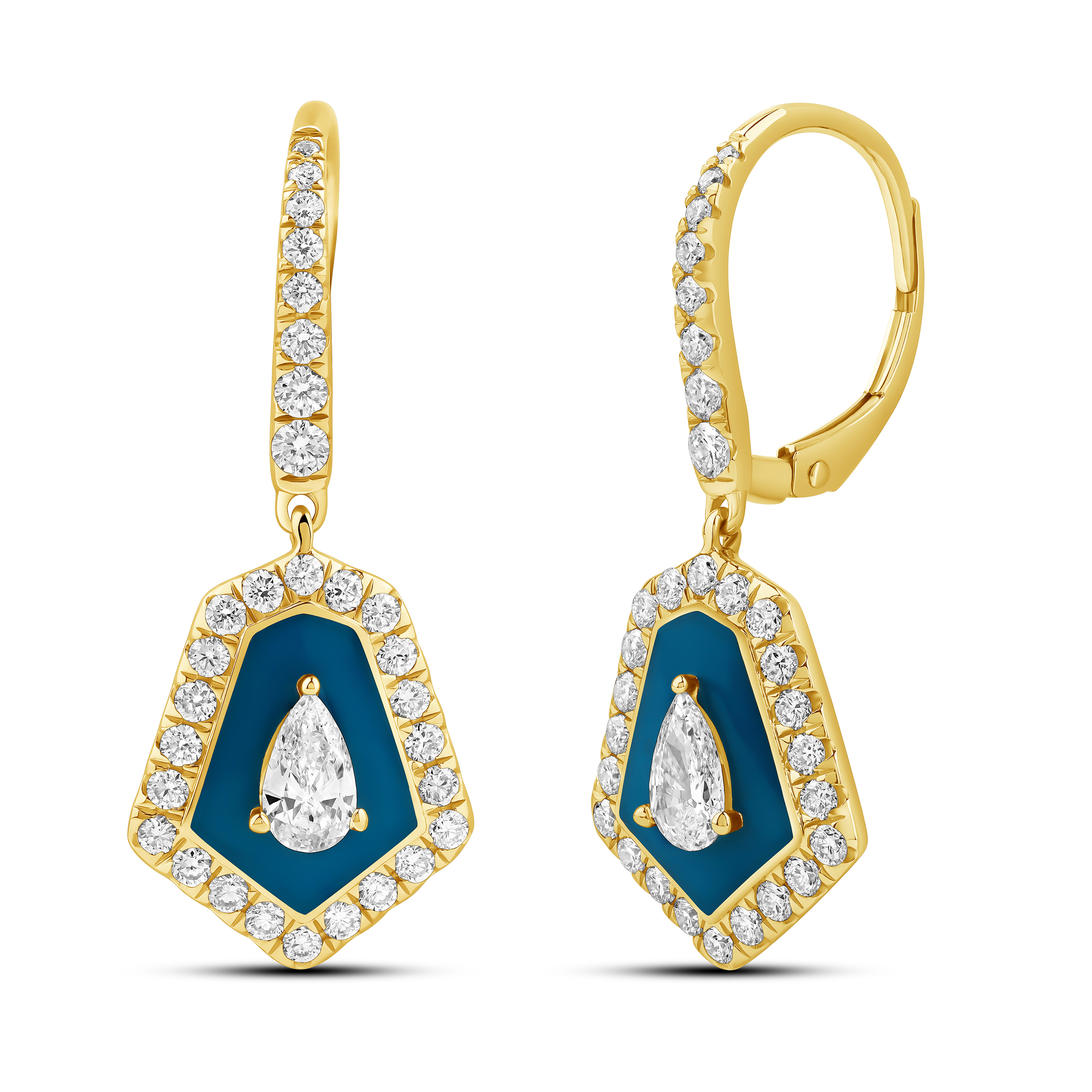 HE53185W4YLG 18K yellow gold pear diamond earrings