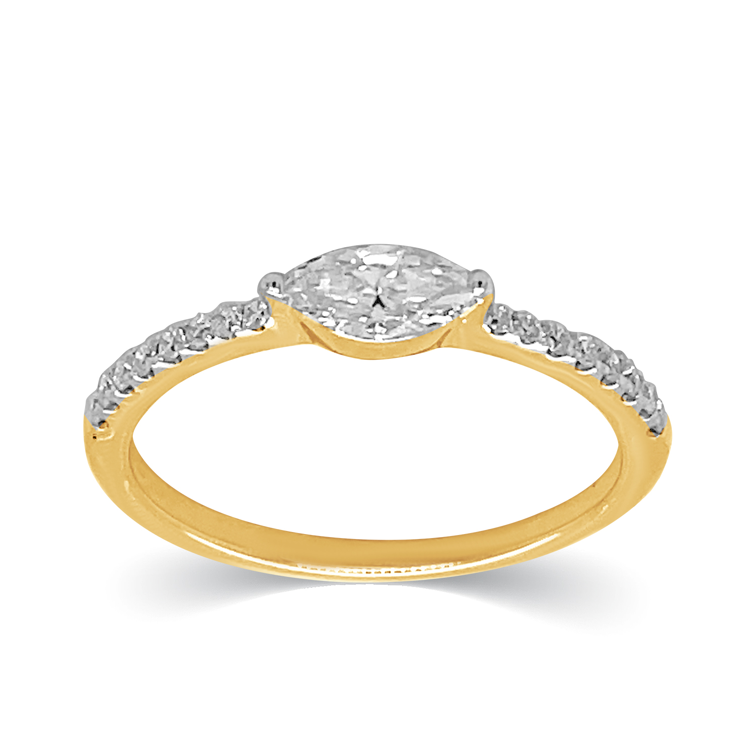 KA53241Q4YLG 14K yellow gold marquise diamond ring