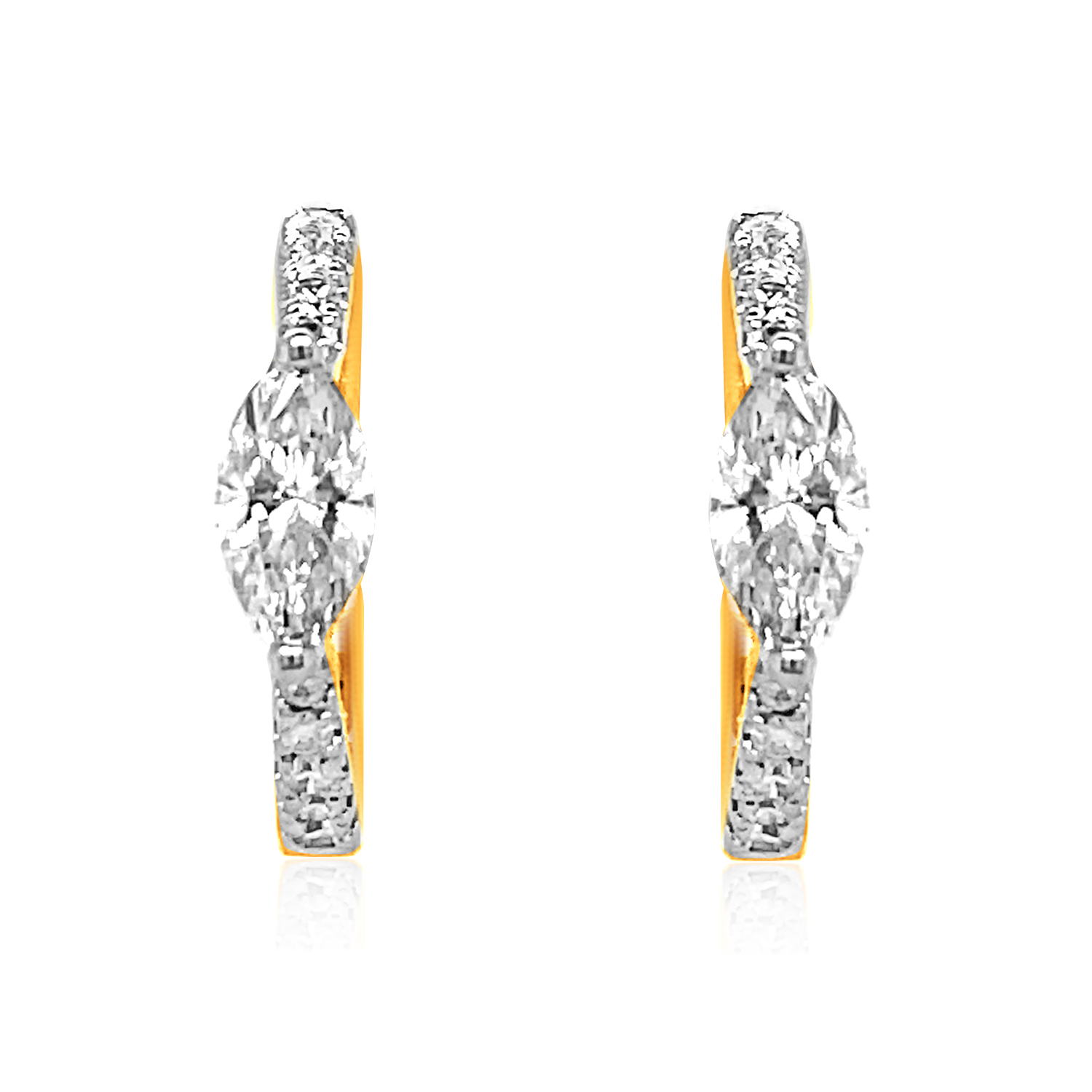 KA53241W4YLG 14K yellow gold marquise diamond earrings