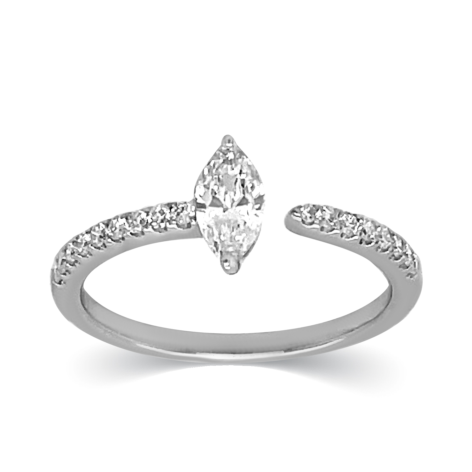 KA53243Q4WLG 14K white gold marquise diamond ring